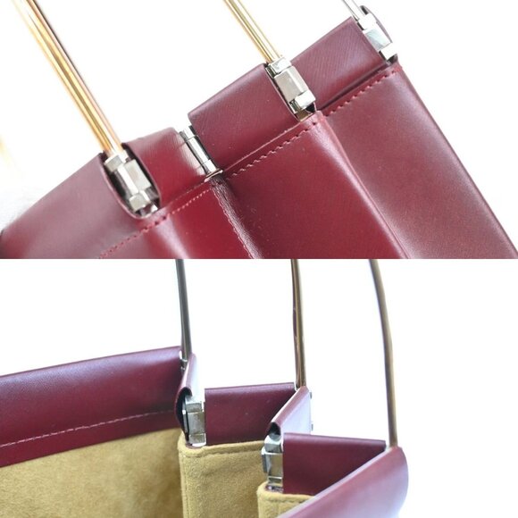 CARTIER Logo Trinity Tricolor Handle Hand Bag Leather Red France 76KB453 - Picture 13 of 14